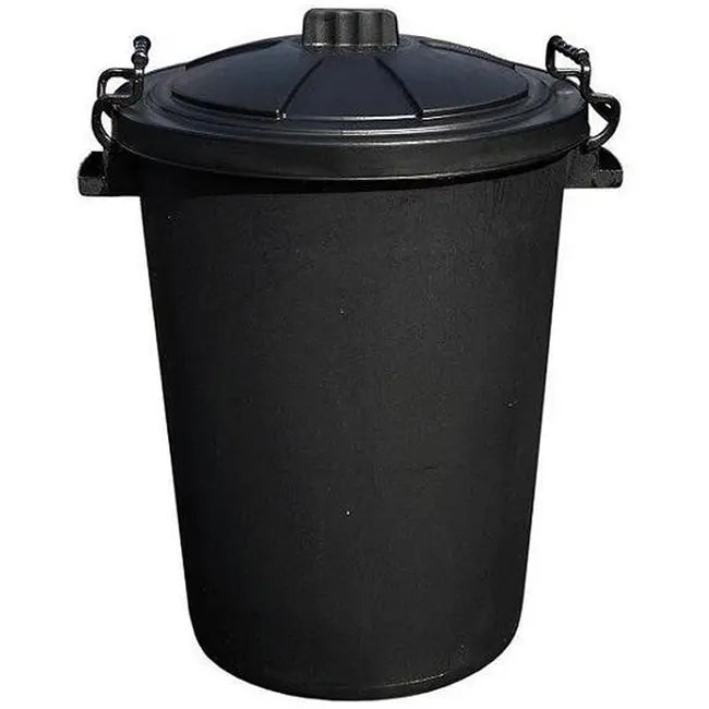 80L Heavy Duty Black Plastic Dustbin